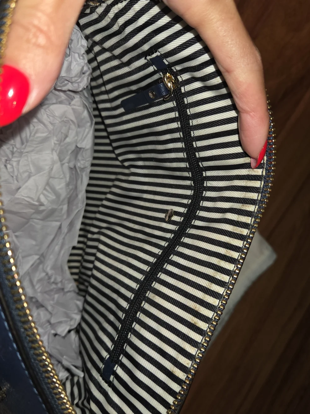 kate spade Navy Saffiano Dome Satchel with Gold Hardware